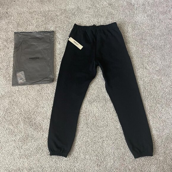 NEW Fear of God Essentials Stretch Limo Black Sweatpants - Picture 2 of 4